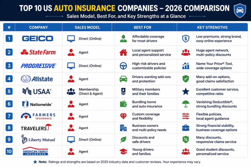 Best Auto Insurance Companies in the USA: 2026 Comparison